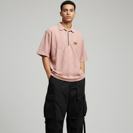 Drop shoulder shirt with zipper