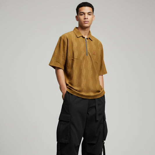 Drop shoulder shirt with zipper